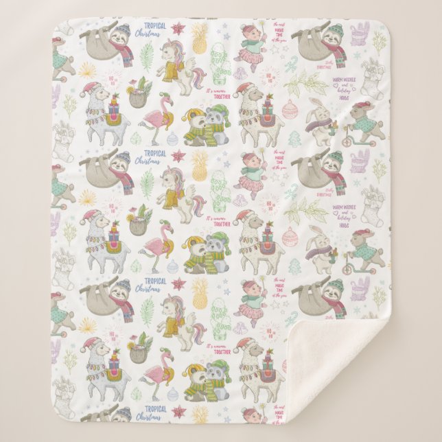 Manta Sherpa Navidades tropicales muy cortos Sherpa Blanket (Anverso)