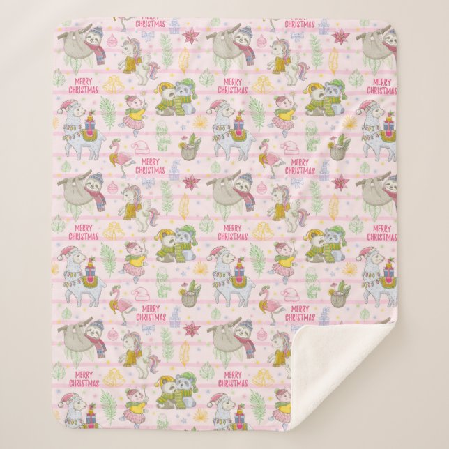 Manta Sherpa Navidades tropicales muy cortos Sherpa Blanket (Anverso)