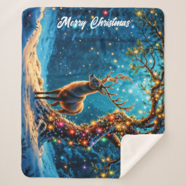 Manta Sherpa Navidades venados nieve purpurina colorido resplan