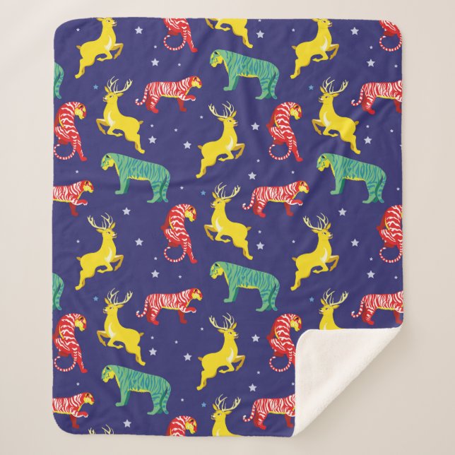 Manta Sherpa Navidades venados y tigres. Tendencias de color!_ (Anverso)