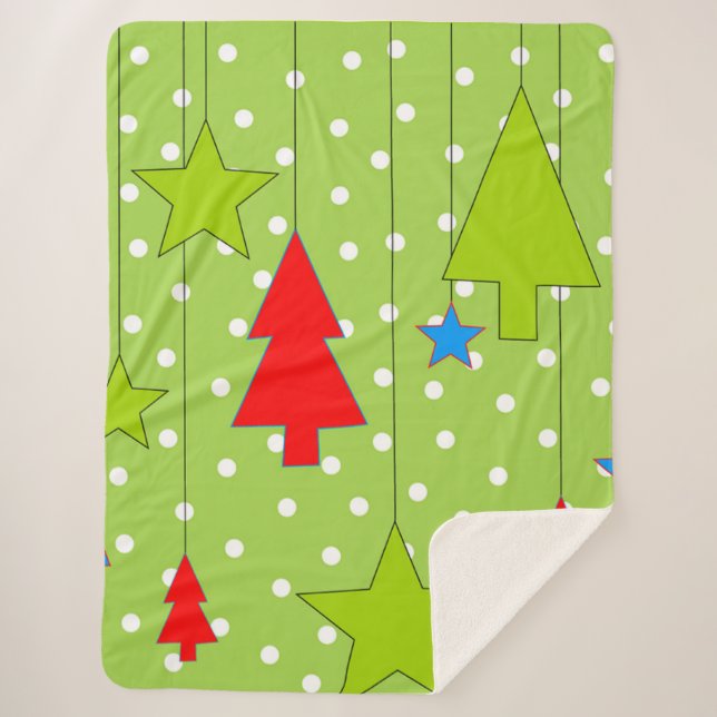 Manta Sherpa Navidades verdes y blancos (Anverso)