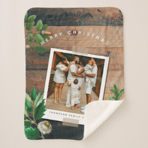 Manta Sherpa Navidades Vintage Wood Acorn