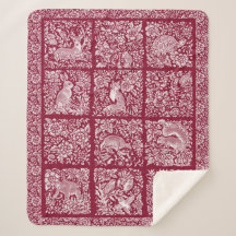 Navidades Woodland Animal Burgundy Deer Fox Rabbit