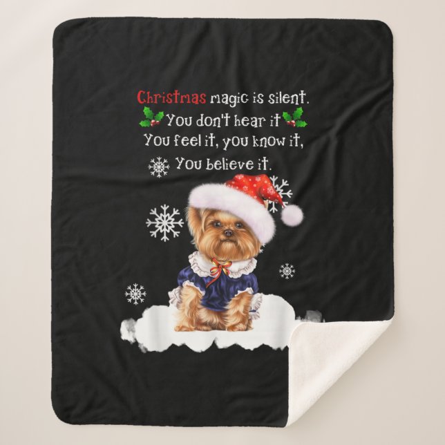 Manta Sherpa Navidades Yorkshire Terrier Funny Yorkie Puppy (Anverso)