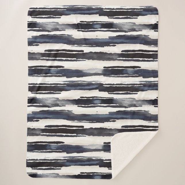Manta Sherpa Navy Blue White Stripes (Anverso)