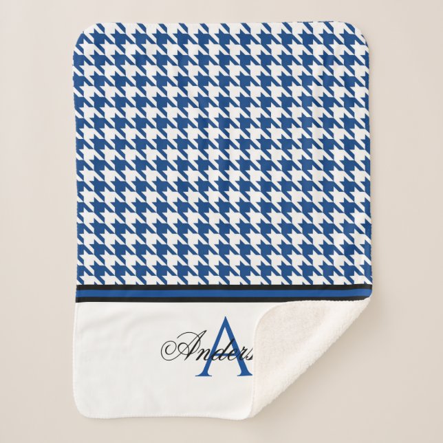 Manta Sherpa Navy Houndstoth Personalizado (Anverso)