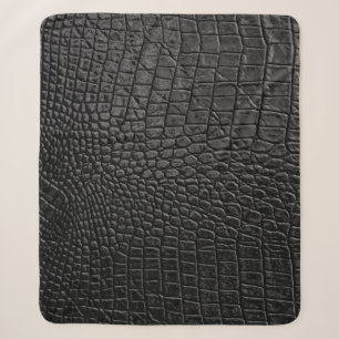 Manta Sherpa Negro brillante: Elegancia de textura de cuero