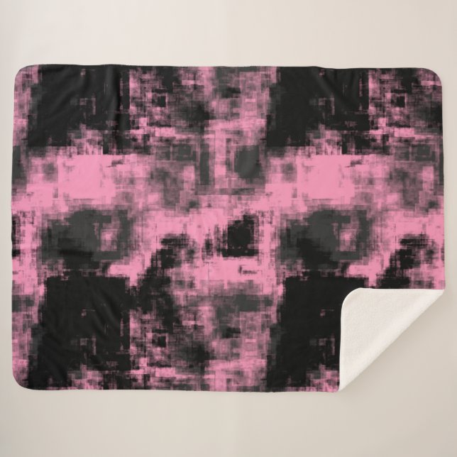 Manta Sherpa Negro rosa y gris (Anverso (horizontal))