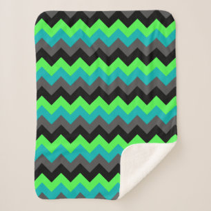 Manta Sherpa Negro Verde Ombre Chevrons Pequeño Sherpa Blanket
