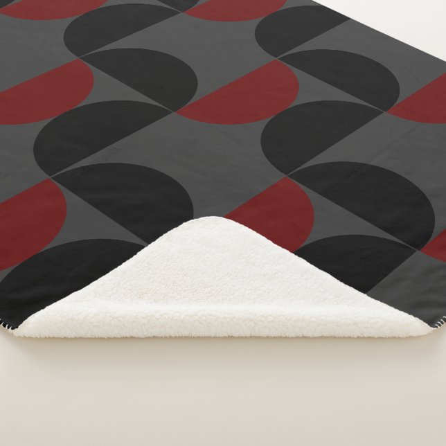 Manta Sherpa Negro y gris moderno de mediados de siglo (3/4)