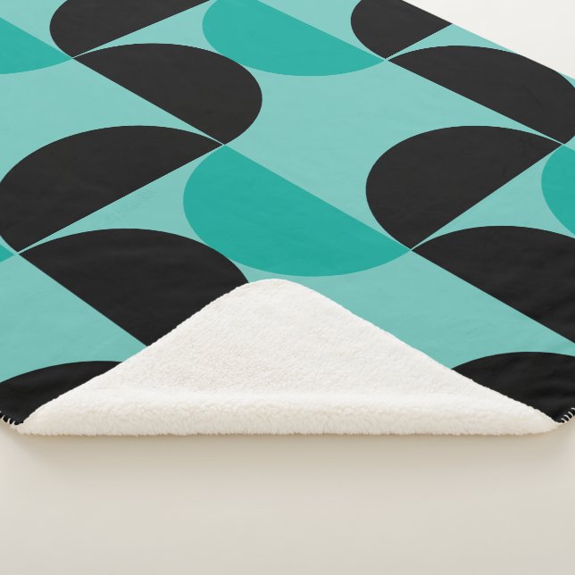 Manta Sherpa Negro y menta modernos de mediados del siglo XX (3/4)