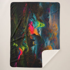 Manta Sherpa Neon Ghosts en un entorno de fantasía