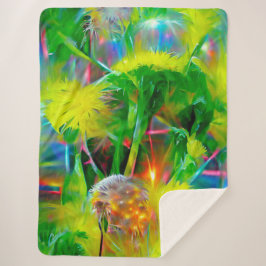 Manta Sherpa Neon Glow Dandelions en Dream Garden