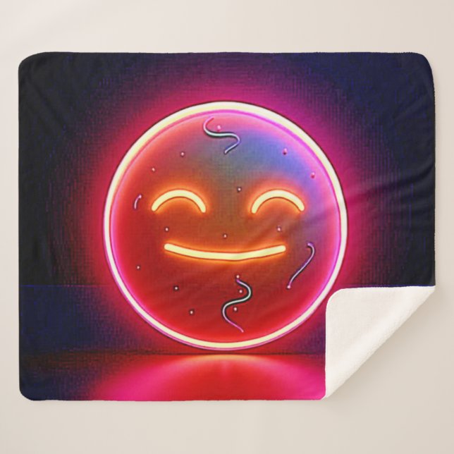 Manta Sherpa Neon Glow Happy Face Art (Anverso (horizontal))