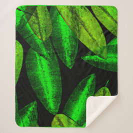 Manta Sherpa Neon Green Leaves Art. Comprar ahora
