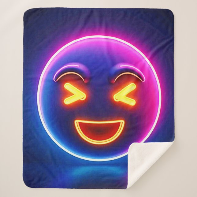 Manta Sherpa Neon Laughing Emoji Joy (Anverso)