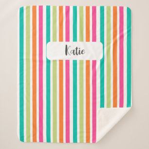 Manta Sherpa Neon rainbow strips divertido retro