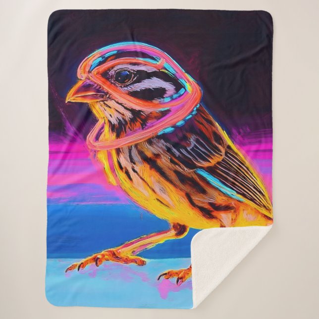 Manta Sherpa Neon Sparrow con acentos brillantes (Anverso)