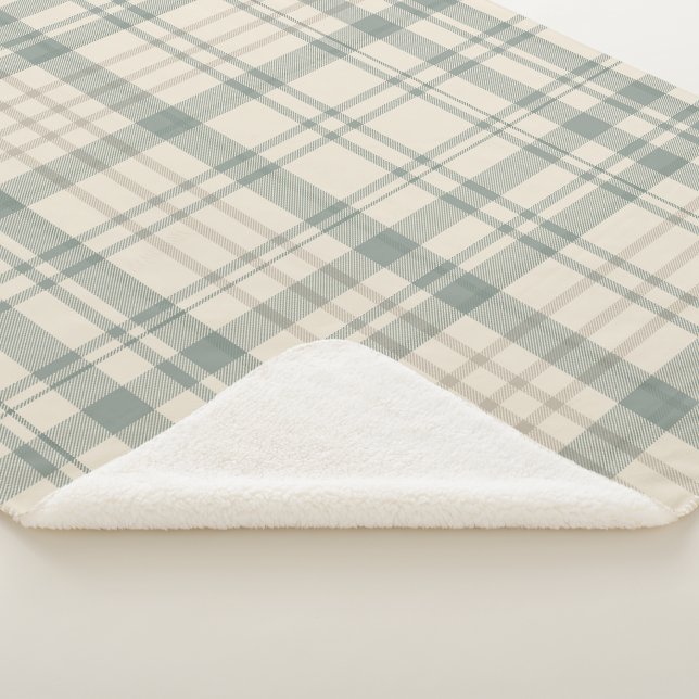 Manta Sherpa Neutral Green Beige Plaid (3/4)