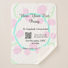 Manta Sherpa New year eve party scan QR RSVP name pink blue 