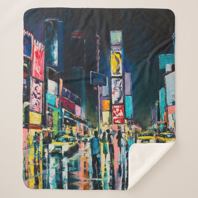 Manta Sherpa "New York" oil painting, a night view of New York, (Anverso)