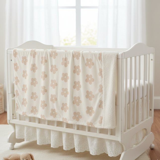 Manta Sherpa Newborn Photo Prop, Blush Daisy Floral (Subido por el creador)