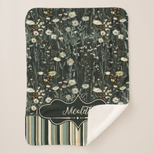 Manta Sherpa Nicolette Dark Daisy Floral Stried