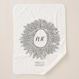 Manta Sherpa Nido y Huevo Cute - Iniciales y Nombre Personaliza