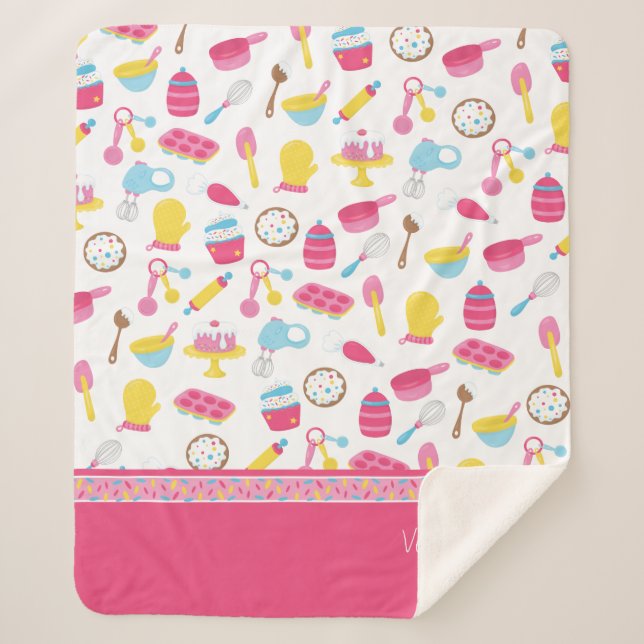 Manta Sherpa Niña pequeña Baker Modelo de cocina rosa Chica Niñ (Anverso)