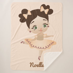 Manta Sherpa Niña Princesa Ballerina con arcos, Beige
