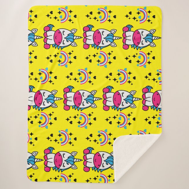 Manta Sherpa Niñas Unicorn Pony (Anverso)