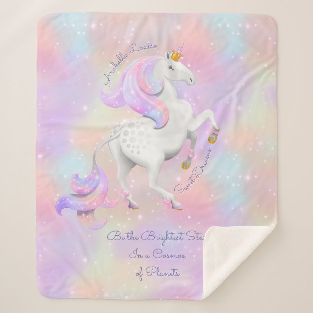 Manta Sherpa Niñera De Alentar Esparkles De Unicornio Rosa (Anverso)