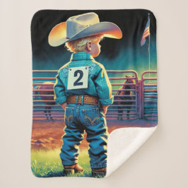 Manta Sherpa Niñito en Rodeo cerca caballos de la bandera estad