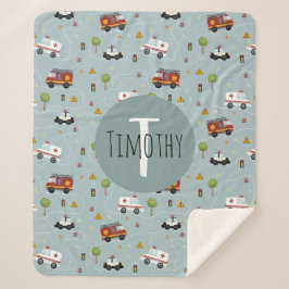 Manta Sherpa Niños con un patrón de transporte azul