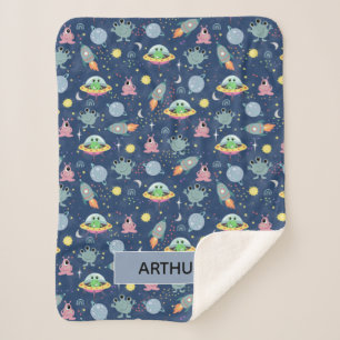 Manta Sherpa Niños de espacio reducido Personalizado Alien Patr
