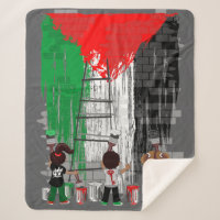 Niños de Gaza pintando la bandera de Palestina 