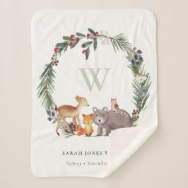 Manta Sherpa Niños Monogramas de Guirnalda de Leche de Lágrima