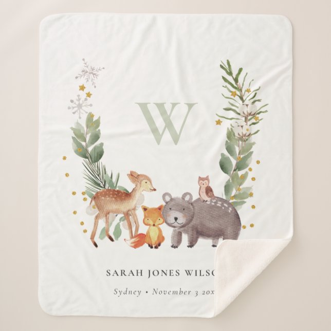 Manta Sherpa Niños Monogramas de Guirnalda de Leche de Lágrima  (Anverso)