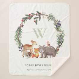 Manta Sherpa Niños Monogramas de Guirnalda de Leche de Lágrima