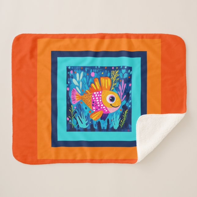 Manta Sherpa Niños peces coloridos (Anverso (horizontal))