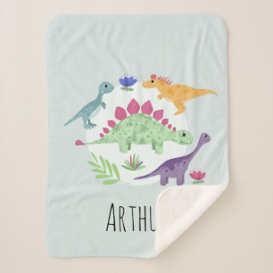 Manta Sherpa Niños pequeños y modernos dinosaurios T-Rex azul