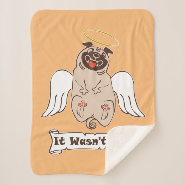 Manta Sherpa No fui yo angel pug cita graciosa Sherpa Blank (Anverso)