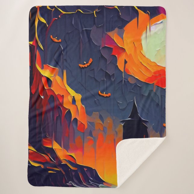 Manta Sherpa Noche de Halloween Resumen Moderno (Anverso)