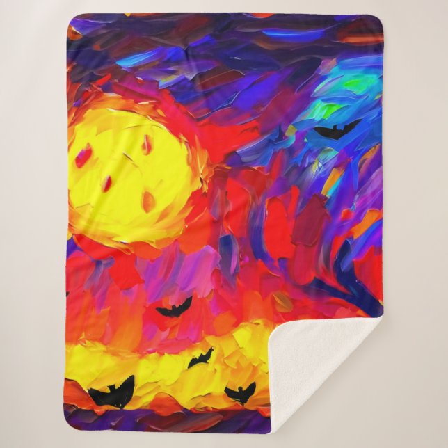 Manta Sherpa Noche de Halloween Resumen Moderno (Anverso)