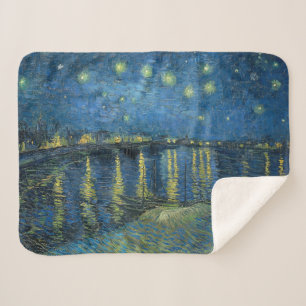Manta Sherpa Noche estrellada sobre el río Ródano (por van Gogh