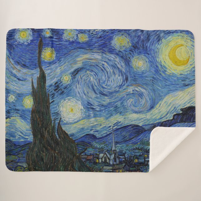 Manta Sherpa Noche Van Gogh Starry Acogedora Decoración Hogar R (Anverso (horizontal))