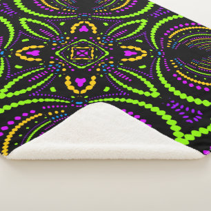 Manta Sherpa Noches de Psytrance con Luz Negra Mandala Geométri