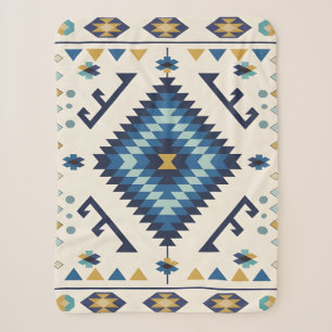 Manta Sherpa Nómada Horizonte Azul – Diamante Tribal Minimalist