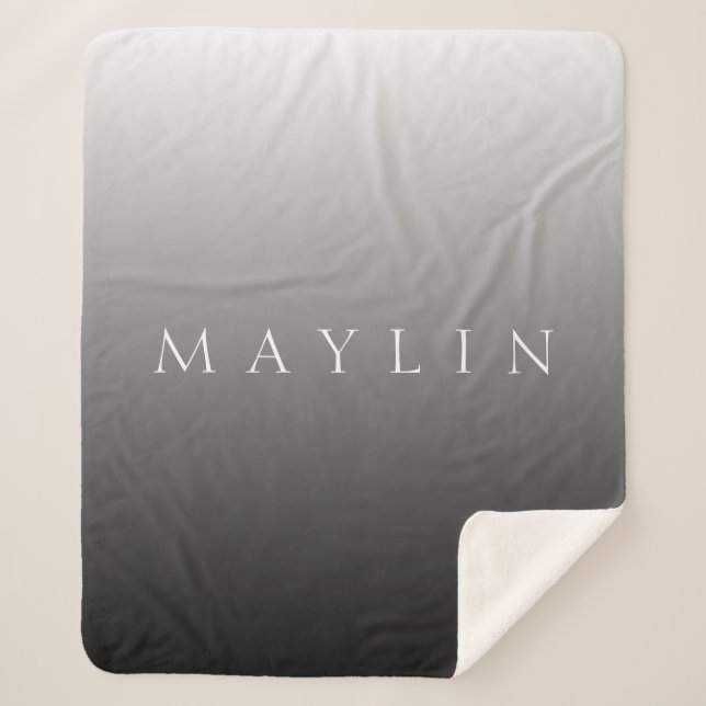 Manta Sherpa Nombre clásico o palabra | Gris degradado (Anverso)