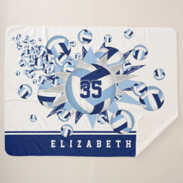 Manta Sherpa nombre de chicas estrellas de voleibol azul oscuro